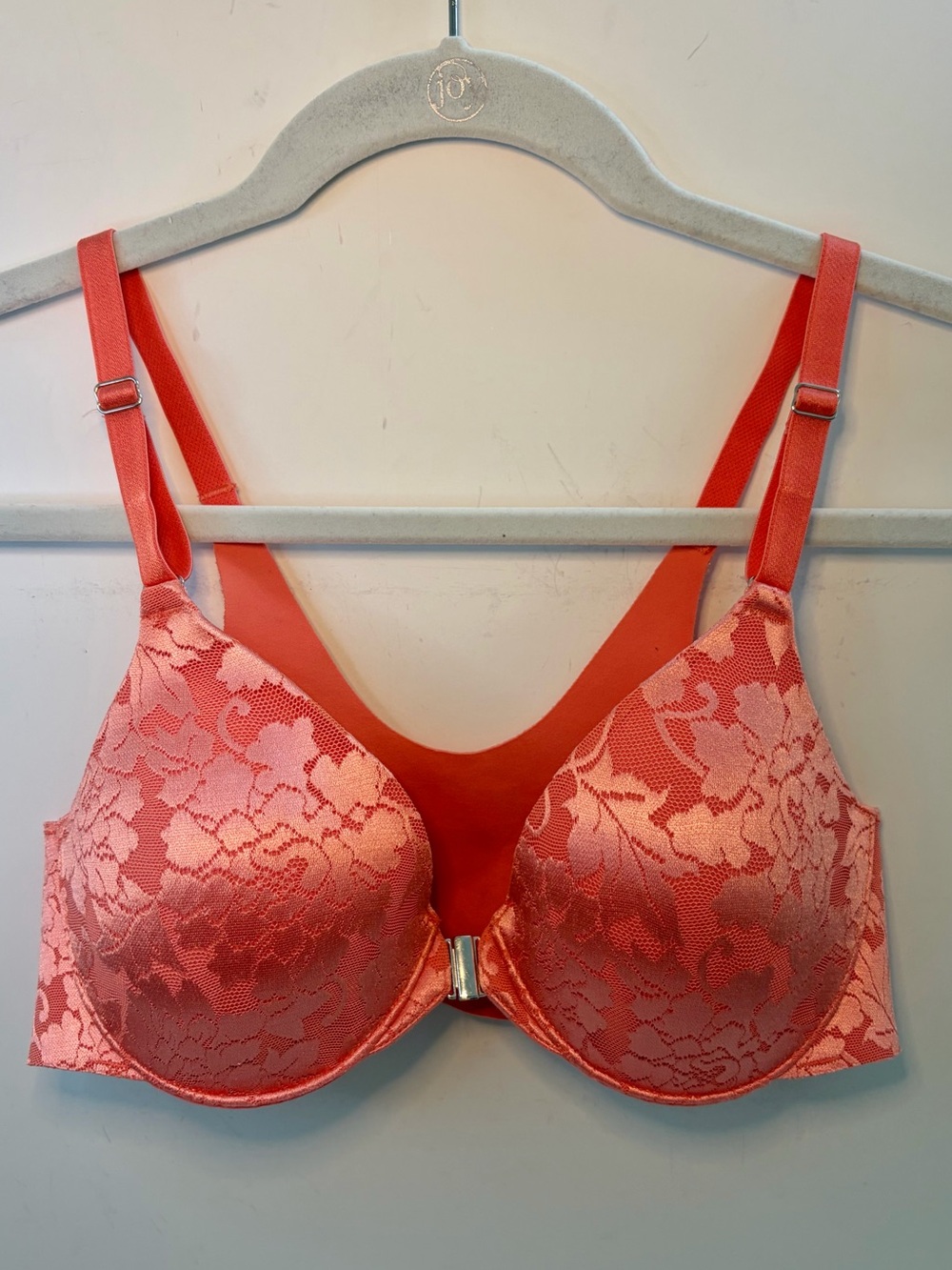Soma Vanishing Back Full Coverage FR CL Lace Coral Orange Bra 34B